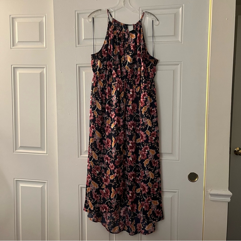 OLD NAVY. Tropical print high-low maxi dress with halter neck detail